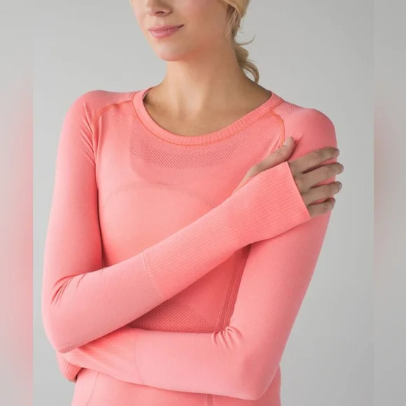 Lululemon Swiftly Tech Long Sleeve Crew in Heathered Very Light Flare Size 4 - Picture 2 of 16